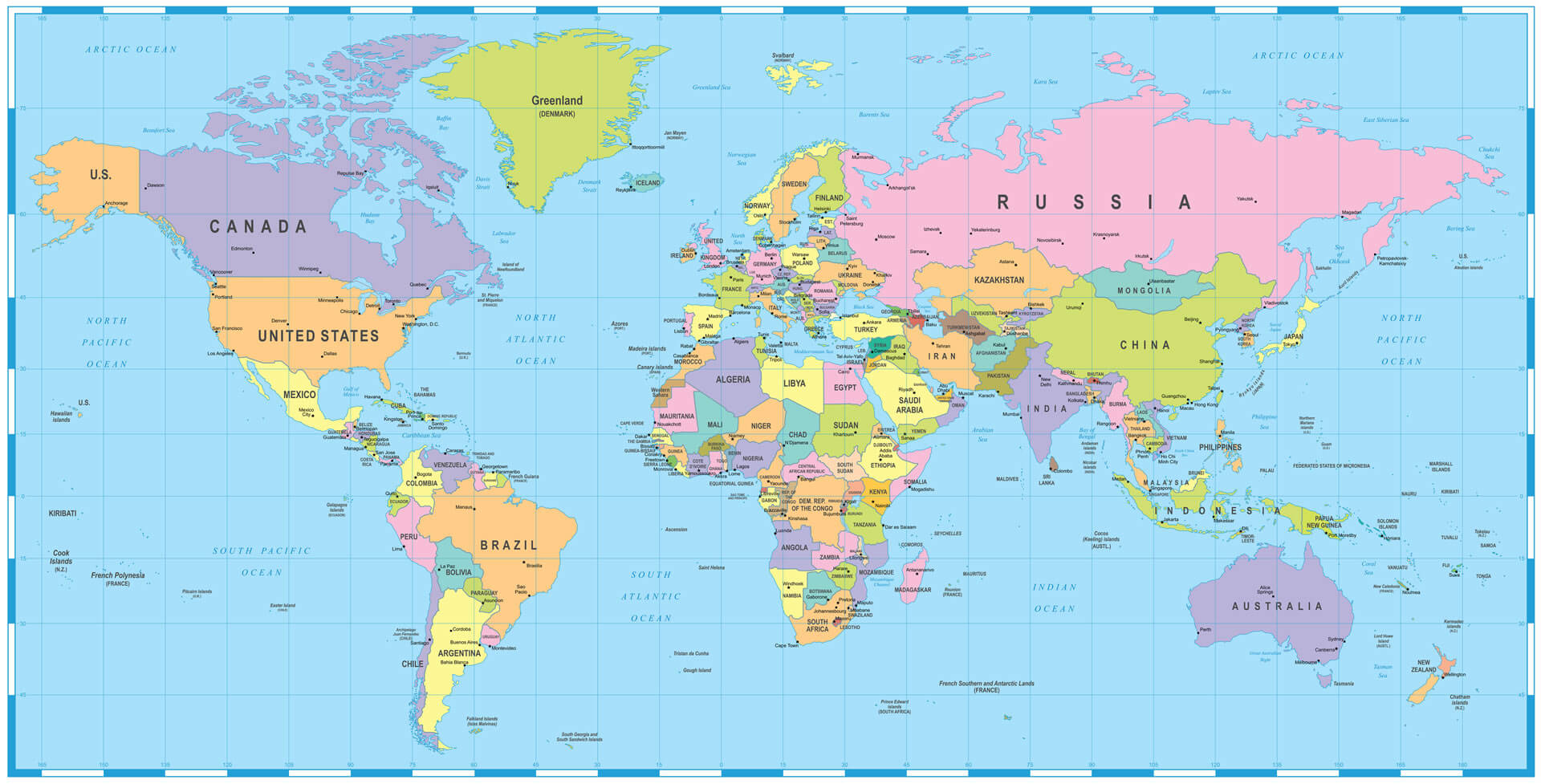 Renkli Dünya Haritası ve Afrika